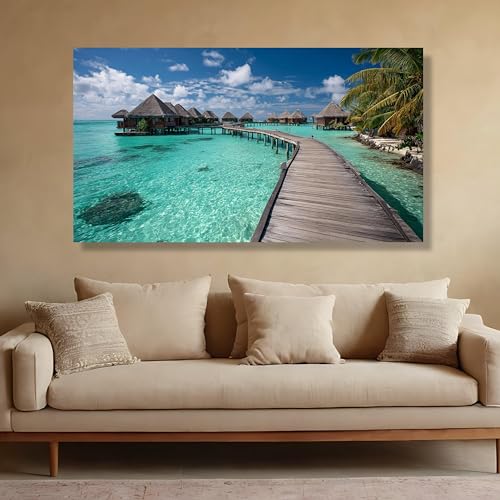 Tableau de bungalows sur pilotis avec impression haute définition premium - 3