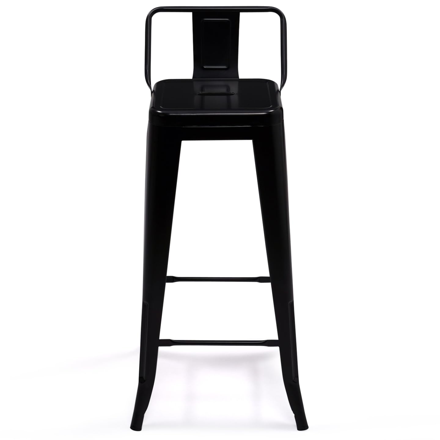 IDMarket - Set di 4 sgabelli da bar LENY in metallo nero opaco impilabili con schienale