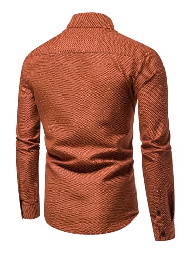 OYOANGLE Men's Formal Business Casual Dress Shirts Pattern Long Sleeve Button Down Shirt2