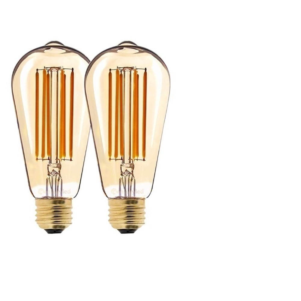 fengyan Casa bombillas, Paquete de 20, bombilla LED vintage de filamento largo, lámpara Edison regulable de color amarillo cálido AC220V E27 ST64 4W/6W/8W 2200K Familiar Lámpara(6W-E27-220V)
