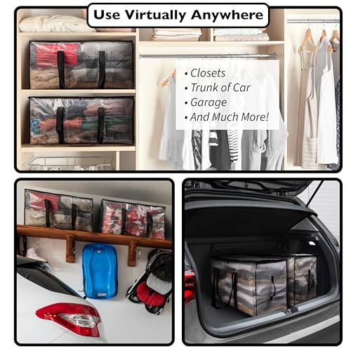 ClearSpace Heavy Duty Storage Bags Clear Storage Bins with Lids, Large Packing Boxes with Backpack Straps & Zippers College Dorm Moving Supplies, 8 Pack - Image 5