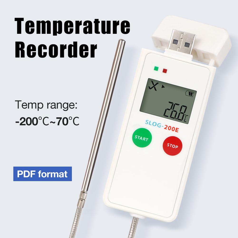 Registrador de Datos de Temperatura USB - Registrador de Baja Temperatura de 200 A 70 °C para Almacenamiento en Frío, Cadena de Frío, Transporte y Almacenamiento en Hielo Seco.