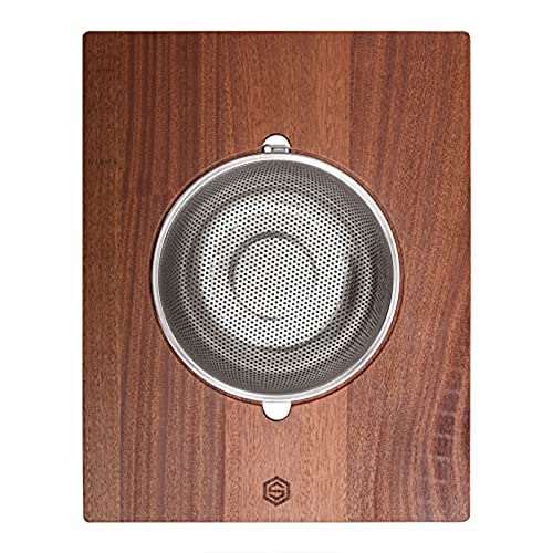 Tabla de cortar de madera con colador circular miniatura 1
