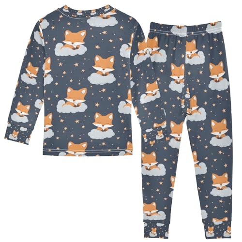 senya Good Night Cute Fox A Pajamas Set Long Sleeve Soft Cotton Sleepwear 2 Piece2