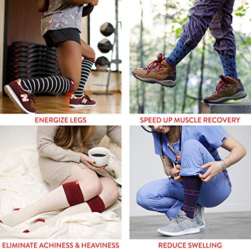 VIM & VIGR Moisture Wick Nylon 15-20 mmHg Graduated Compression Socks for Women & Men3