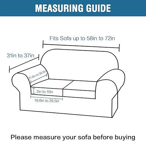 Miniatura 6 de H.VERSAILTEX Fundas de sofá superelásticas de 3 piezas para sofá de 2 cojines, con estilo moderno suave, grueso y flexible, con fundas de cojín