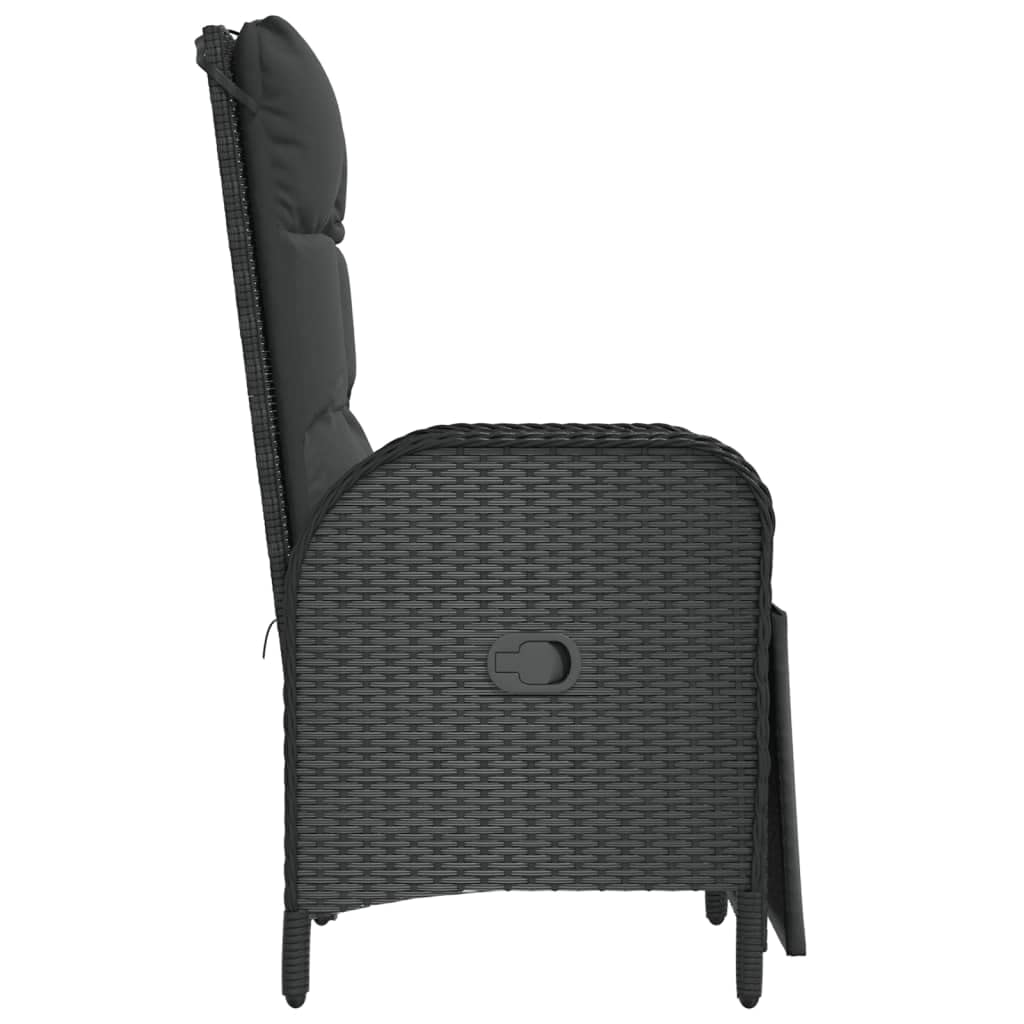 Kavolet Poltrona relax da giardino, regolabile, con cuscino, 2 pezzi, in polyrattan, colore nero