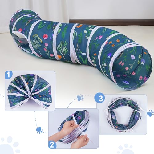 Image of Glittme Cat Tunnel, Cat Tunnels for Indoor Cats, S-Shape Cats Cave with Cat Toys, Foldable Cat Tubes and Tunnels for Cats, Rabbit, Puppy, Guinea Pig