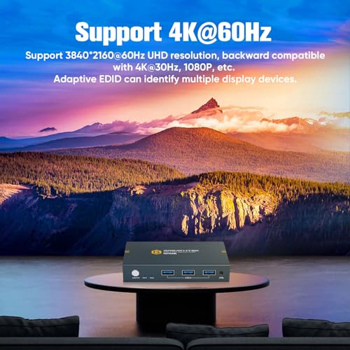 Greathtek S7232H-01 Usb3.0 Kvm Switch 2 Port Hdmi, 4K@60Hz Kvm Switch 1 Monitors 2 Computers With 3 Usb3.0 Ports, Hdmi Kvm Switches thumb #4
