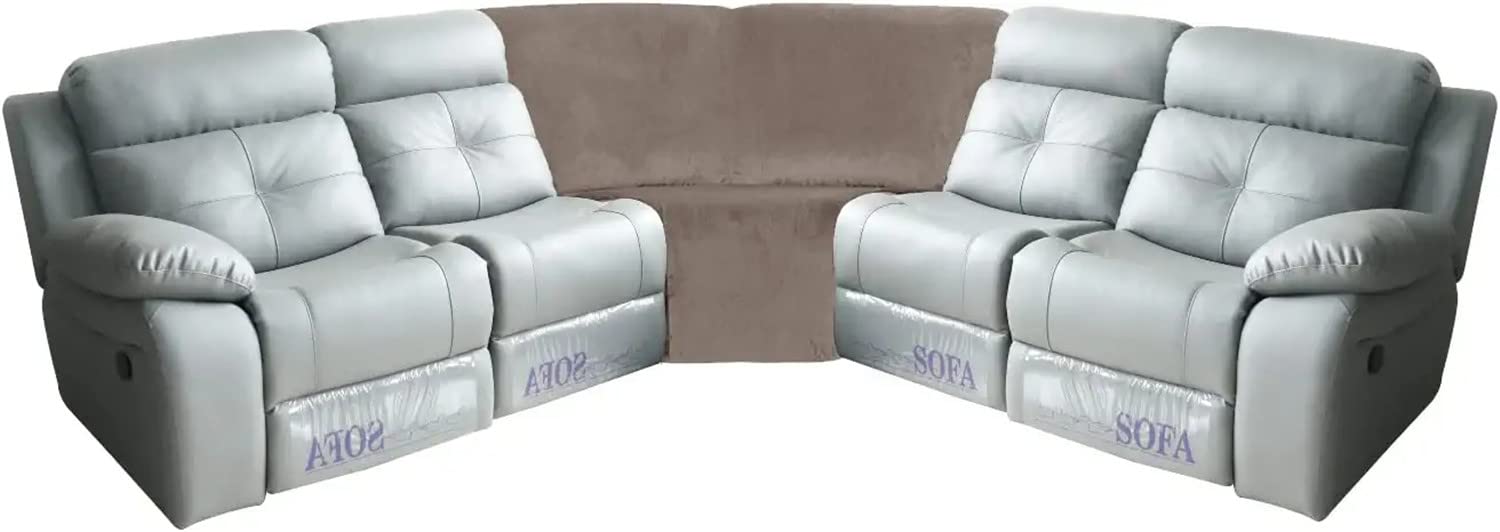 LINGKY Sofa Covers Corner Sofa Covers, 7-Piece Sectional Couch Cover Corner Sofa Slipcover, L Shape Sectional Recliner Sofa Covers, Thick Plush Velvet Furniture Protector Cover (Taupe,Corner Piece)