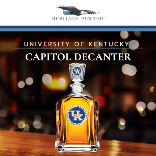 Image of Heritage Pewter Kentucky Capitol Decanter | 24 OZ Whiskey Decanter for Liquor with Airtight Stopper | Expertly Crafted Pewter Glass