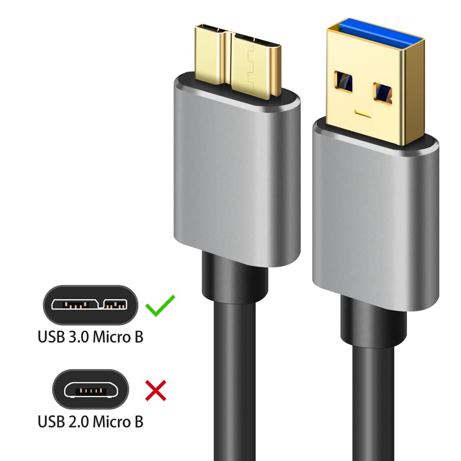 USB 3.0 Un mâle à micro USB 3.0,Câble Micro B Sync Cord, fil de données compatible avec Seagate,Samsung,Mon passeport et plus disque dur externe (1.5fts/40cm/Black&Gold)