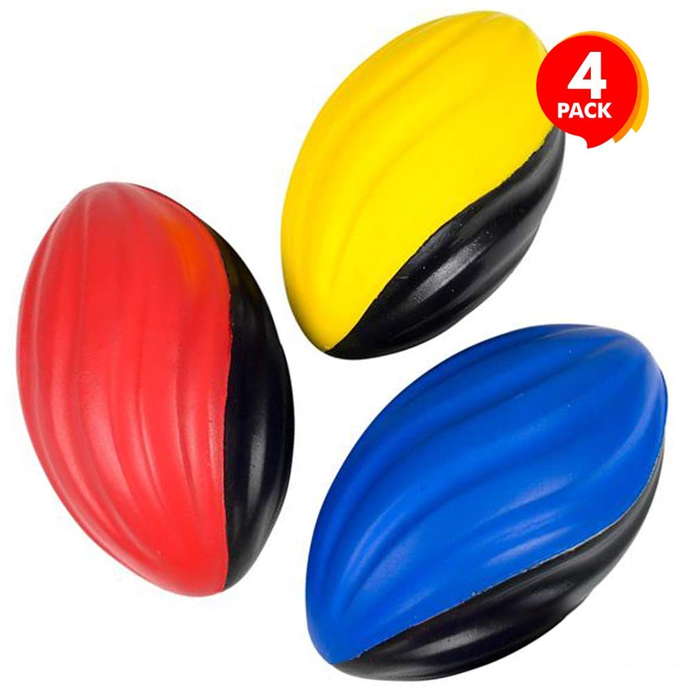 ArtCreativity TwoToned Spiral Footballs for Kids, Set of 4, Fun Foam