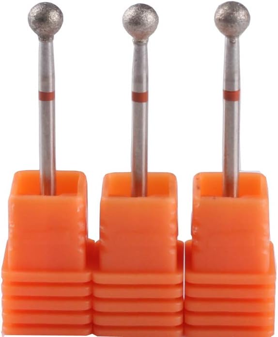 MZCMSL 3pcs 5mm Ball Head Cuticle Clean Drill Bits, Diamond Burrs Nail Bits for Manicure and Pedicure