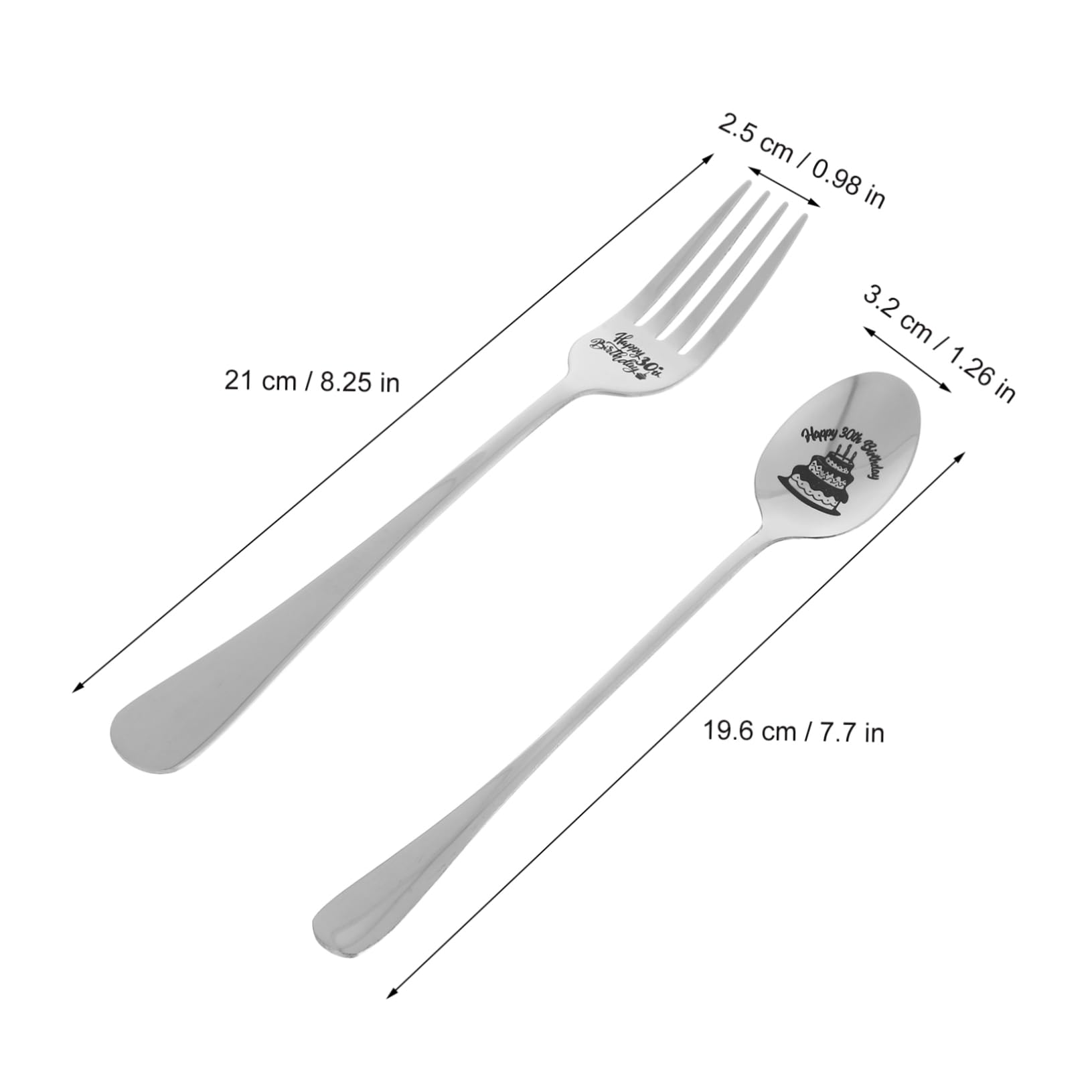 Cabilock Engraved Stainless Steel Cutlery for Birthday Unique Serving Spoons and Forks for Parties Celebrations and Everyday Use for Men and Women