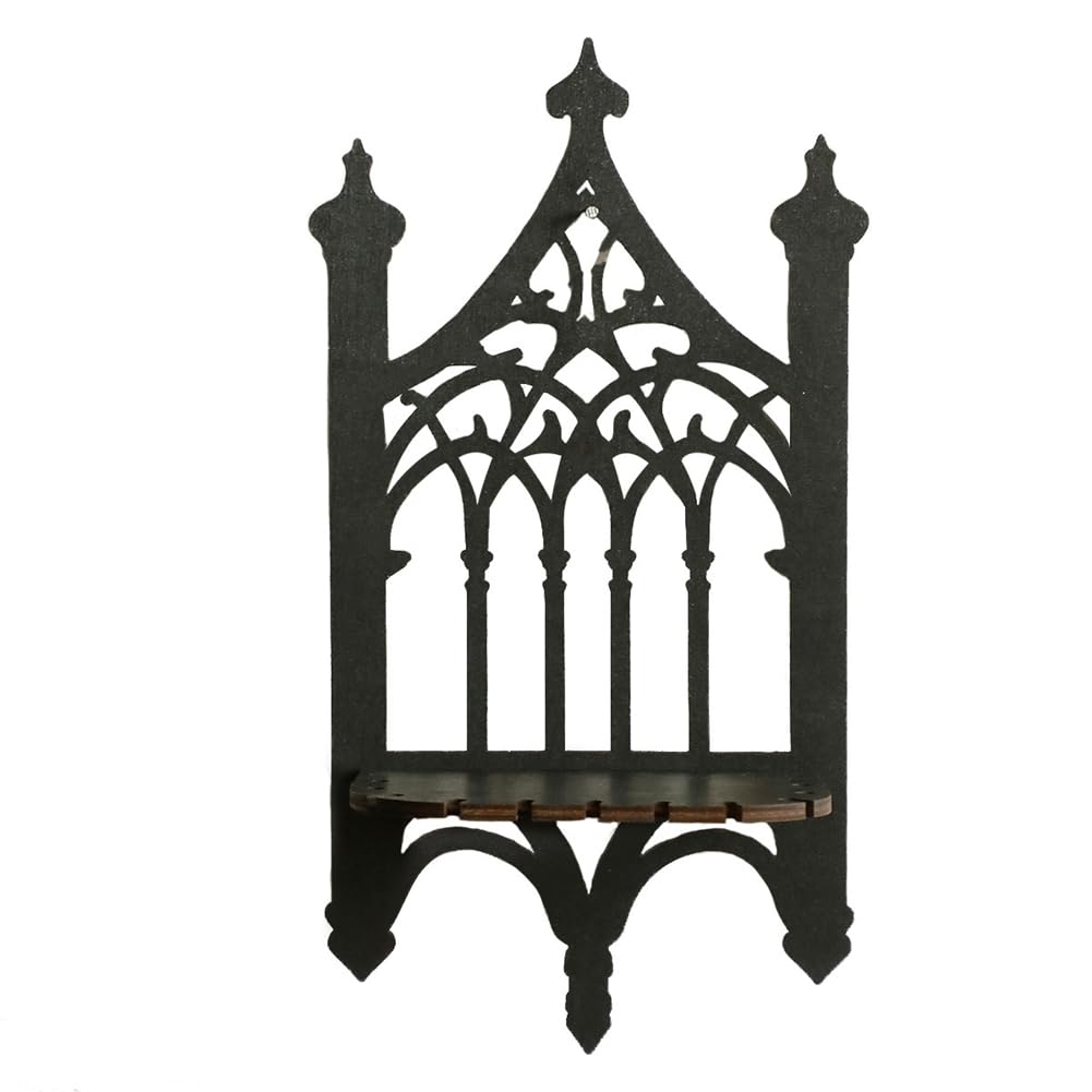 CTRLZS Black Wooden Gothic Fence Type Wall-Hung Shelf Furnishing Bedroom Decoration Shelf