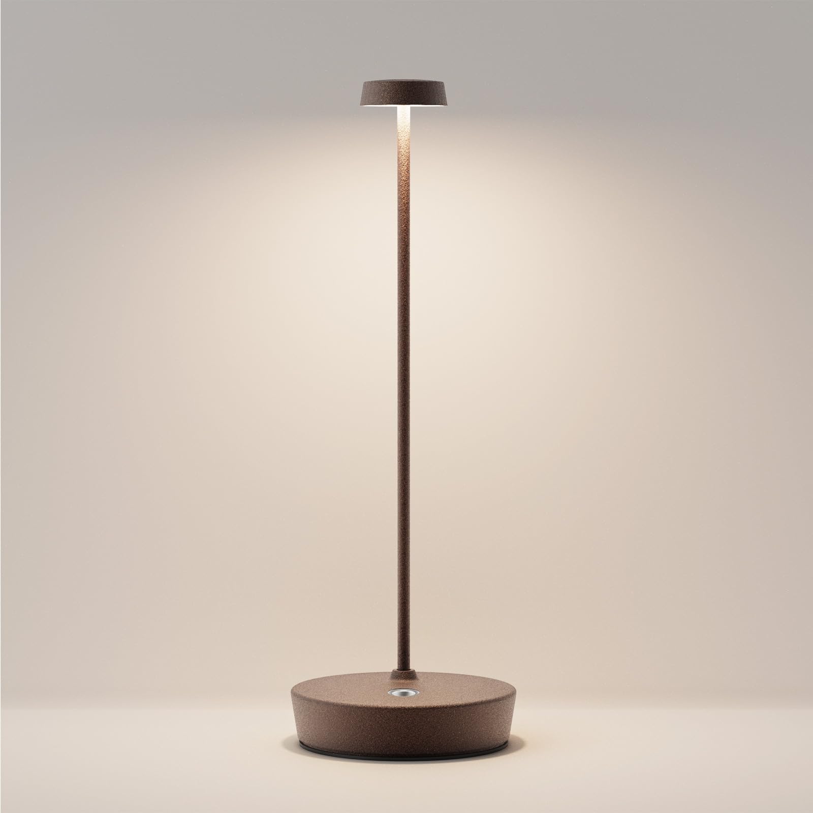 Lampada da tavolo a LED senza fili, con batteria ricaricabile, 3 colori continui, dimmerabile, in metallo, lampada da tavolo portatile impermeabile per interni/esterni/ristoranti (ruggine)