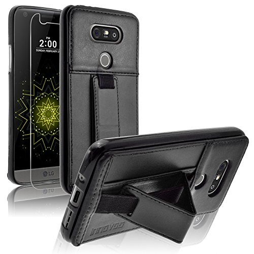 LG G5 / H850 / LS992 Case, INNOVAA Elastic Armor Card with Kickstand Case W/ Free Screen Protector & Touch Screen Stylus Pen - Black