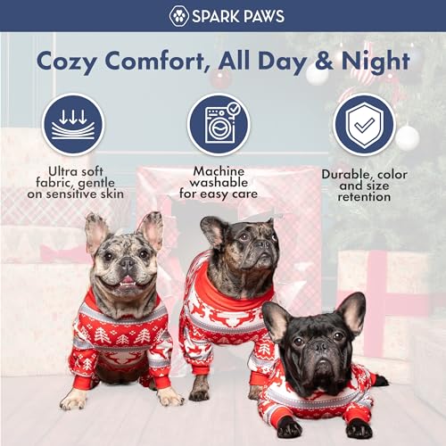 Image of Spark Paws Dog Christmas Pajama, Dog Recovery Suit Male, Onesie, Ultra-Soft and 4-Way Stretch, for Small Medium and Large Breeds - Winter Wonderland - 4XL