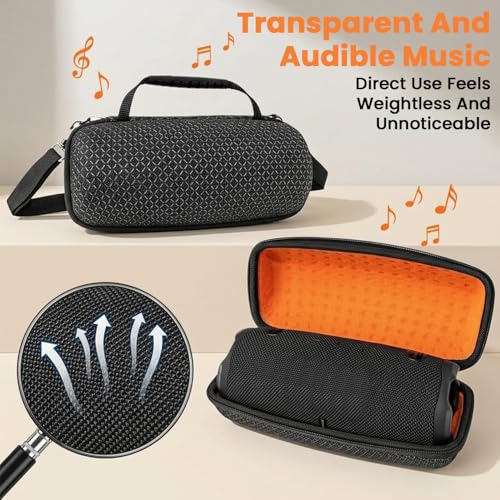 Image of ZORBES Sound Transmission Carrying Case for JBL Charge 6 Speaker, Durable Travel Bag with Shock-Resistant EVA Hard Shell, Water-Resistant Dual Zipper Closure, Soft Interior Lining, and Secure