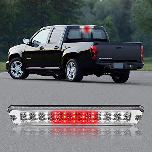 3rd Third Brake Light LED Compatible with 2004 2005 2006 2007 2008 2009 2010 2011 2012 Chevy Colorado & GMC Canyon High Mount Stop Third Center Cargo Rear Brake Light Bar Taillight (Chrome)