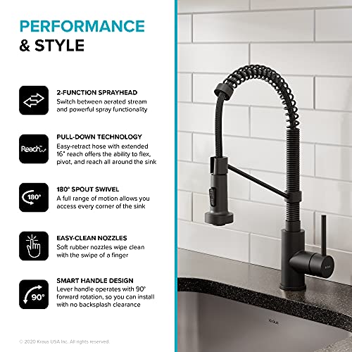 Kraus KPF-1610MB Bolden Commercial Style 2-Function Single Handle Pull Down Kitchen Faucet In Matte Black thumb #7