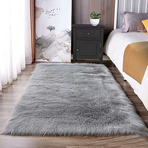 Latepis Teppich Schaffell Kunstfell Teppich Flauschig Waschbarer Teppich 90x150 cm Shaggy Teppich Für Schlafzimmer Wohnzimmer Flur Teppich