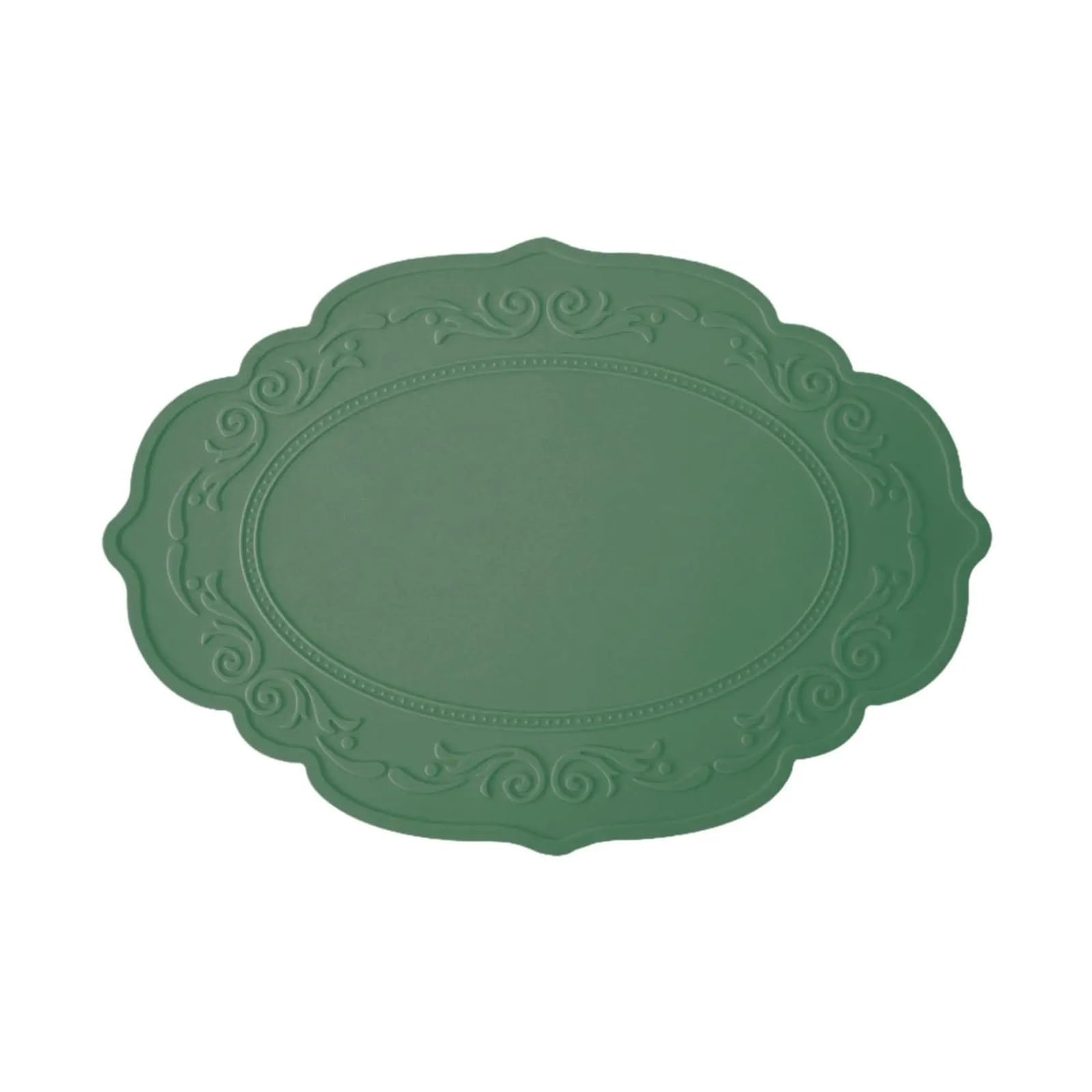 Oval Dining Table Table Mat Placemat for Dining Table Heat Insulation Mat Silicone Placemat for Barbecue(Green)
