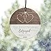 Our First Christmas Engaged 2025 Hanging Glass Print – Personalized Rustic Hearts Farmhouse Decoration – Suncatcher Hanging Print Display 3.5