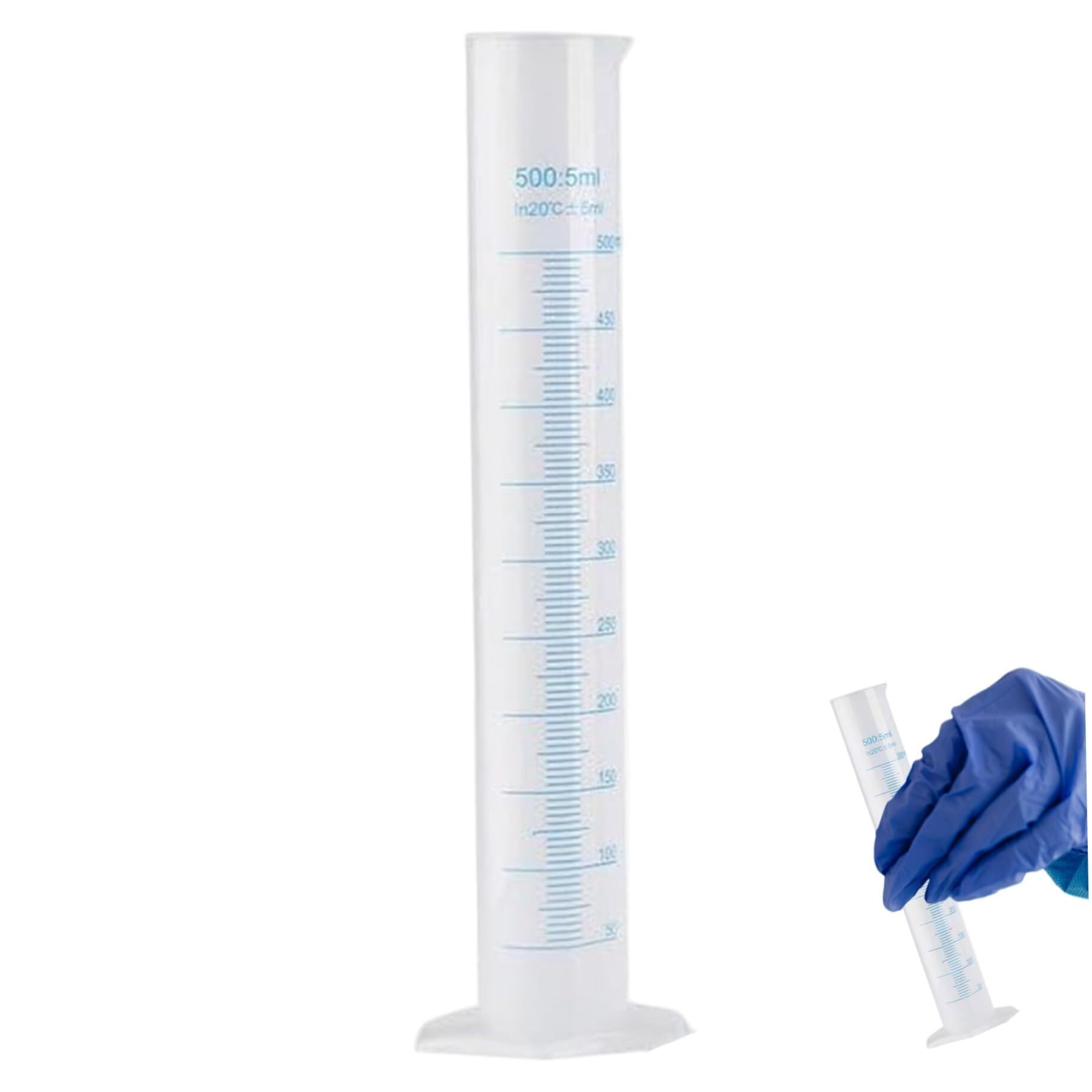 Probeta de Laboratorio para Ciencias, Cilindro Graduado de plástico de 100 ml, 6,9x24,6 cm, for Uso en el hogar de Laboratorios de Ciencias(500ml)