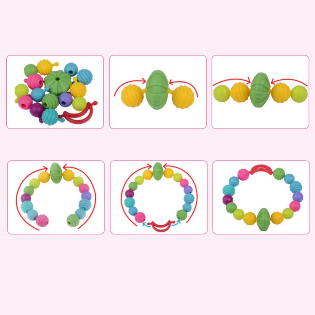 JUMPLAWN Juego de Cuentas de Plástico DIY para Pulseras Infantiles