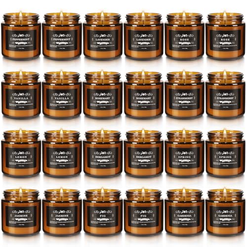 Image of 24 Packs Scented Candles for Home, 3.05oz，Soy Wax Aromatherapy Candles with 12 Fragrances, Smokeless Natural Essential Oil Candles for Relaxation, Gifts, Parties, Yoga,Home Decor