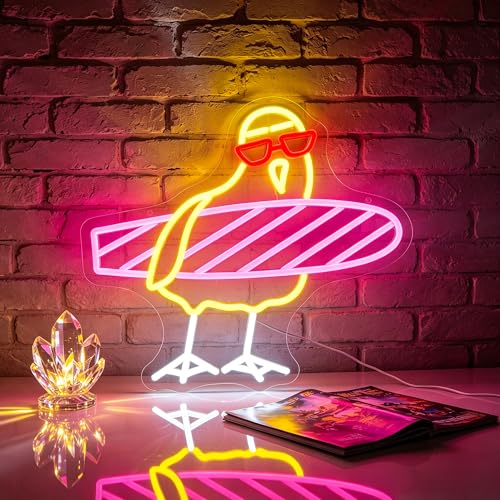 Image of Neon Sign, JGHTURIE Duck Dimmable Neon Signs for Wall Decor, Cute Funny Duck Light up Led Sign for Room, Kitchen, Shop, Bar, Birthday, Party & Home Decor - USB Powered