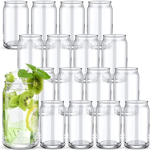 Newtay 16 Pack Beer Can Glass, 16 Oz Can Shaped Drinking Glasses Cups, Can Tumbler Glass Set For Beer Soda Iced Coffee Smoothies Cocktails #TOP9