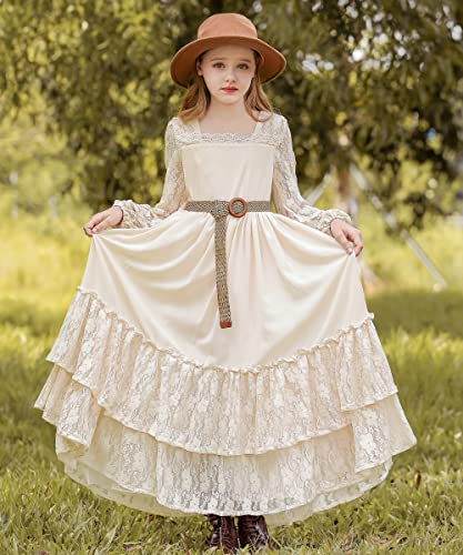 Girls Lace Dresses Backless Full-Length Toddler Boho Dress,Boho Flower Girl Dresses for Wedding Party Easter3