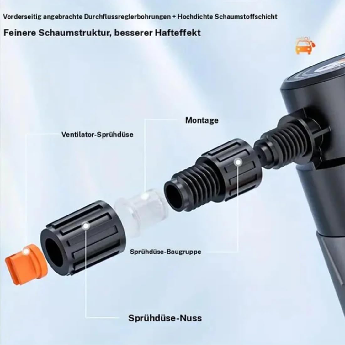 Elektrischer Schaumsprüher für Autowäsche - 2L Wiederaufladbarer Snow Foam Sprayer, Akku Schaumkanone & Pumpsprüher für Fahrzeugaufbereitung, Autopflege & Gartenbewässerung (A)