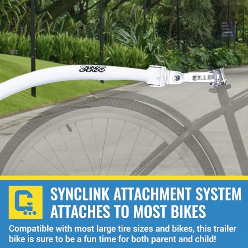 Image of KaZAM Co-Pilot Bike Trailer - 20 Inch Bike Trailer with Adjustable BMX Stem and Handlebar - Lightweight Aluminum Frame and Padded Saddle for Cycling - Perfect for Family Rides