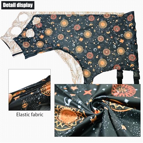 Image of Horse Slicker Hood with Zipper of 2 Set: Snug Fit, No-Ears Design, and Extra Large Eye Holes for Face, Shoulders, Mane, Chest, and Withers - Perfect for Show-L(Orange+Flower)
