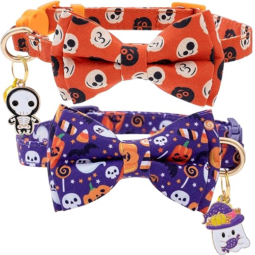 Faygarsle 2 Pack Cute Seasonal Cat Collar for Halloween and Fall ...