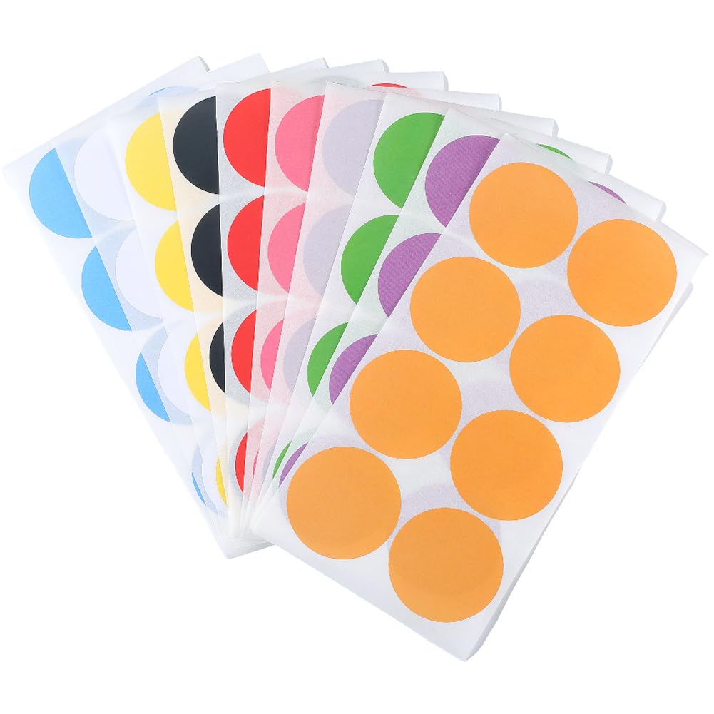 SOFPLATE 480Pcs 10 Colors Assorted Dot Stickers Round Coding Labels 2 Inch Flat Circle Colorful Self Adhesive PVC Sticky Moving Sticker Tags Sheets