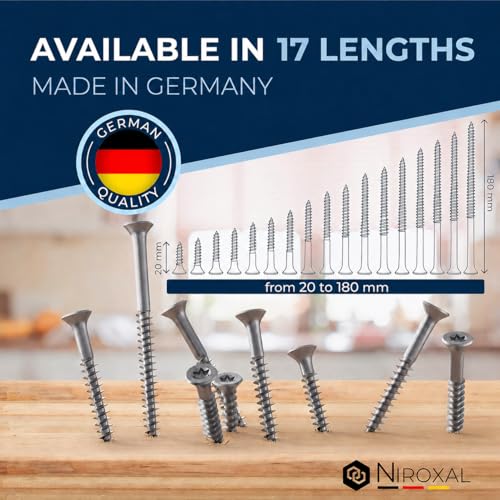 #14-1-3/8'' Tornillos para Madera y Cerca Exterior 6x35mm Acero Inoxidable Cabeza Plana con Rosca Parcial 6mm Fuerte 35mm Largo 100 Piezas Resistente al Óxido A2 miniatura 4