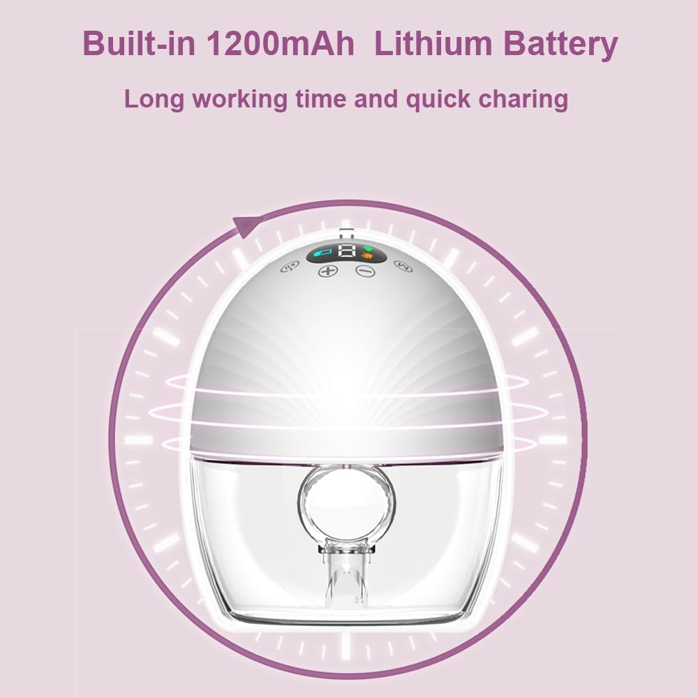 Tire-lait mains libres, tire-lait électrique portable unique, extracteur de lait sans fil, écran LCD, 3 modes et 9 niveaux, sans douleur, faible bruit, tire-lait pour bébé, blanc