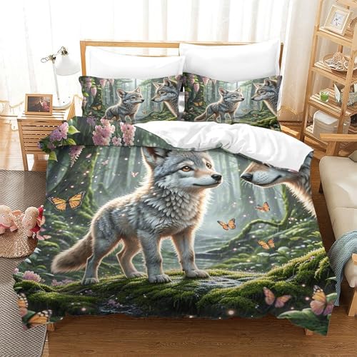 WXLWHR Funda Nórdica Lobo Microfibra Juego