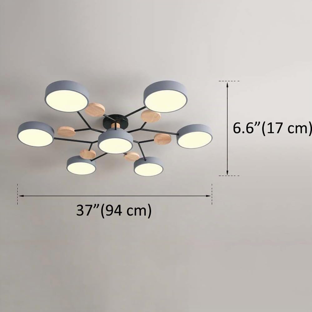 Plafoniere moderne a LED Sputnik in legno da semi-incasso Molecola nordica bianca Vicino alla plafoniera Soggiorno Illuminazione a soffitto per camera da letto Sala da pranzo Cucina per ufficio, Verd
