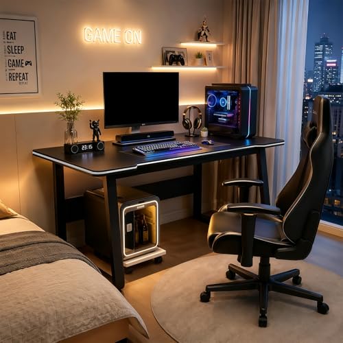 Image of Gaming Desk Computer Writing Table Student Art Modren Simple Style PC Wood Suitable Portable Desk for Home, Office
