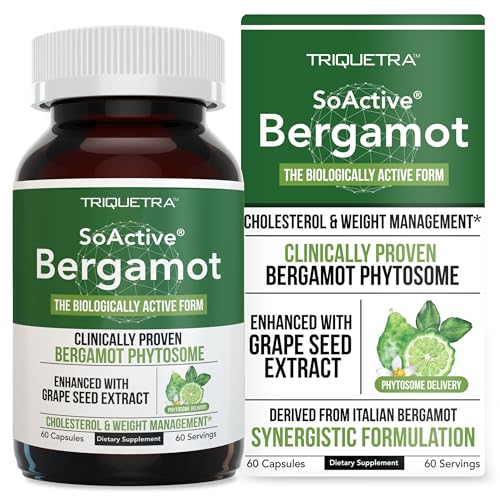 SoActive Bergamot: 2.5X More Effective Italian Citrus Bergamot Phytosome - Clinically Validated | Enhanced with Grape Seed Extract - Supports Cholesterol & Weight Management (60 Capsules)