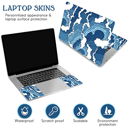 Dinky Laptop Skin Sticker Decal, 12" 13" 13.3" 14" 15" 15.4" 15.6 Inch Laptop Universal Reusable Vinyl Skin Stickers Cover Art Decal Notebook Pc Personalized Protector-Japanese Style Wave #TOP2