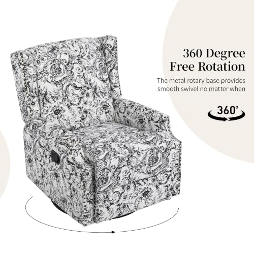 Image of Swivel Rocker Recliner Chairs Set of 2, 360 Swivel Wingback Recliner Chairs for Adults, Upholstered Glider Rocking Chair with High Back, Deep Seat for Living Romm Bedroom, Rococo Black