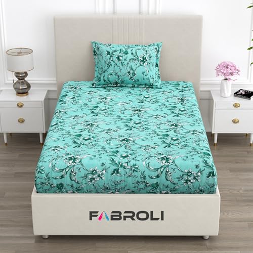 Image of 300 TC Floral Pattern Cotton Blend Single Bed Bedsheet for Single Bed with 1 Pillow Cover | Wrinkle Free Soft Hypoallergenic | Bedding Set Lightweight Breathable Bed Sheet - 60X90 inch