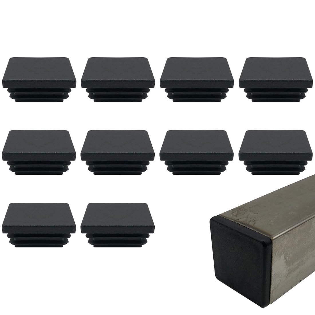 EIYVPRA Lamellar Plugs 40 x 40 mm for Square Tube Square End Caps Made of PE Plastic